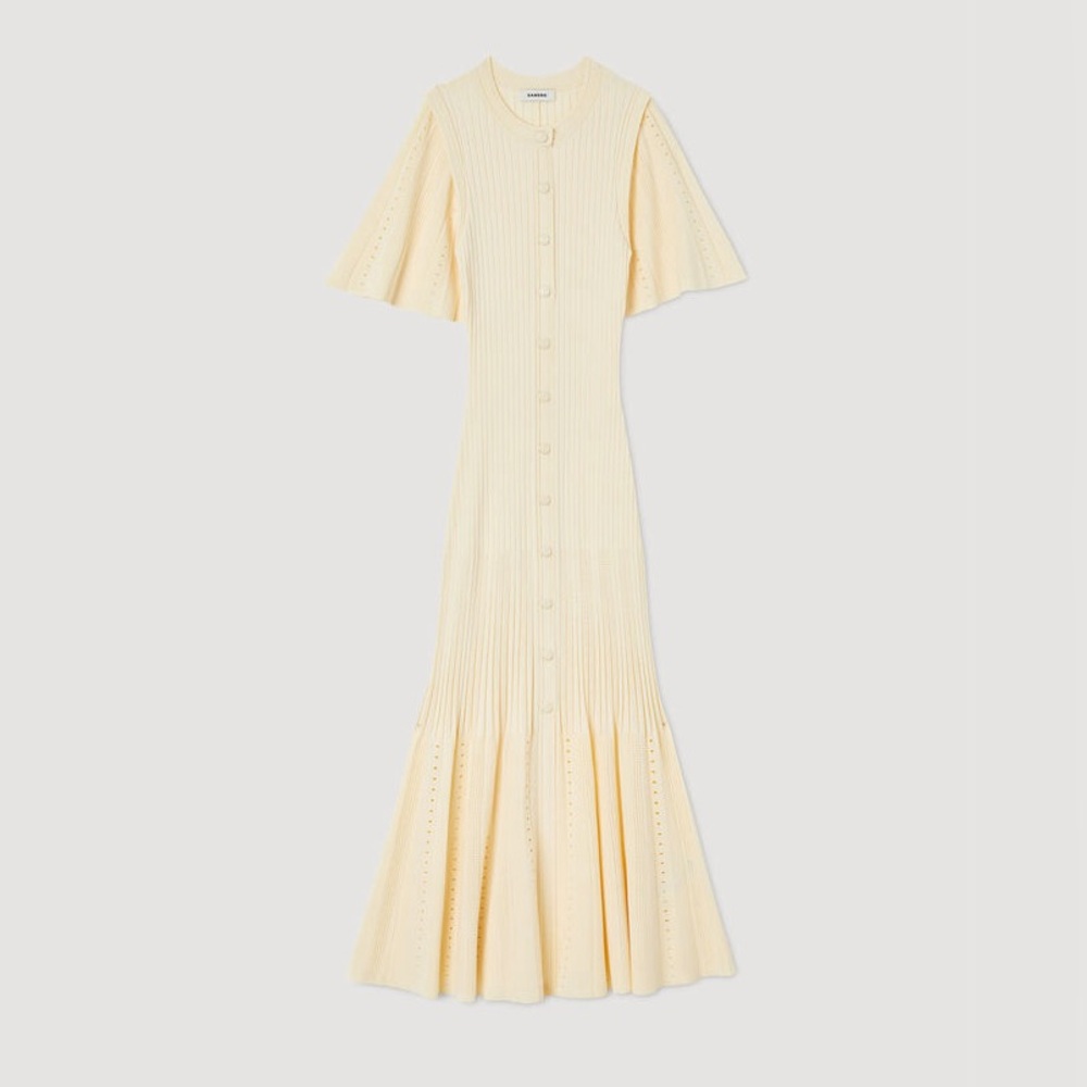 Sandro Menia knit yellow midi dress